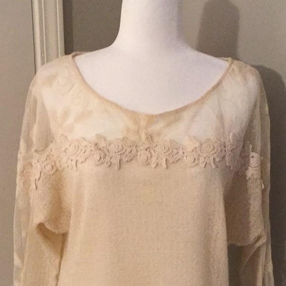 A’reve Cream Boho Lace Blouse - Picture 2 of 6